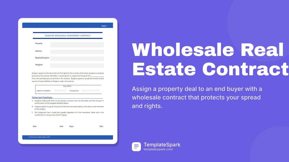 Wholesale Real Estate Contract Wholesale Real Estate Contract