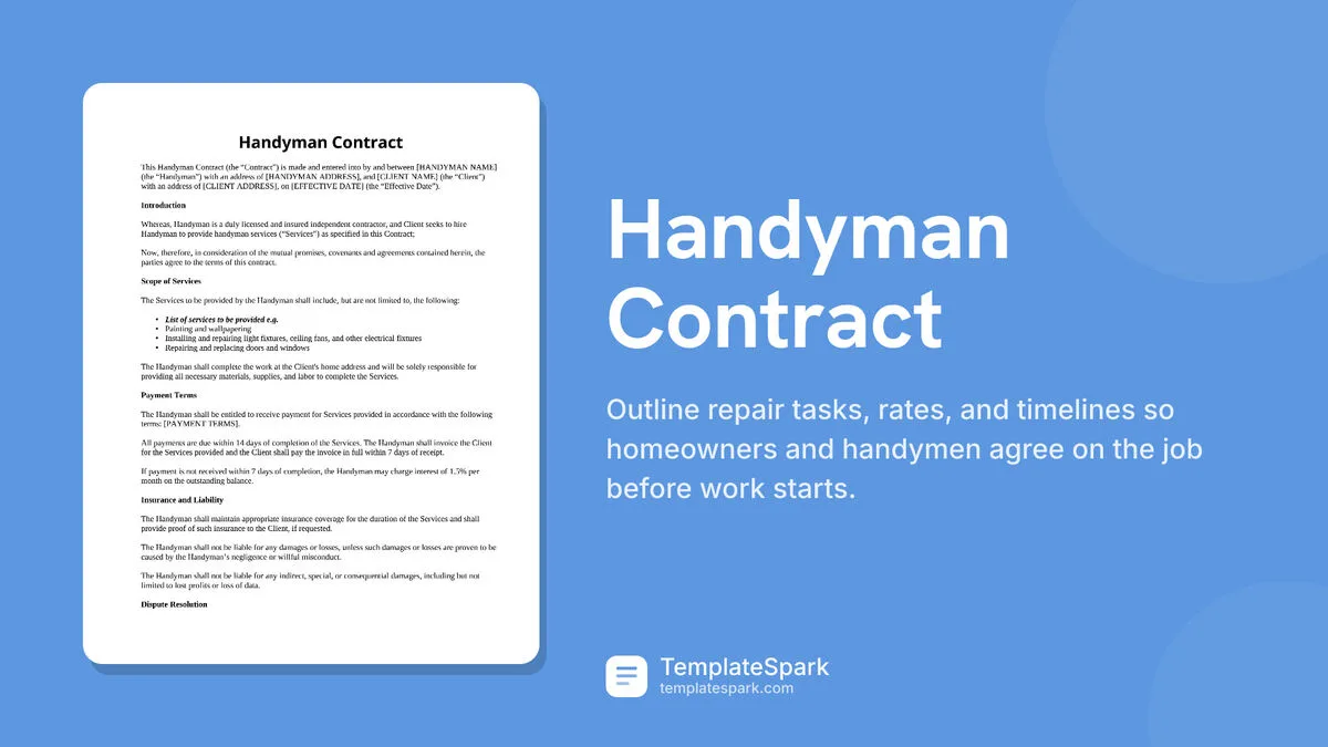 Handyman Contract Handyman Contract