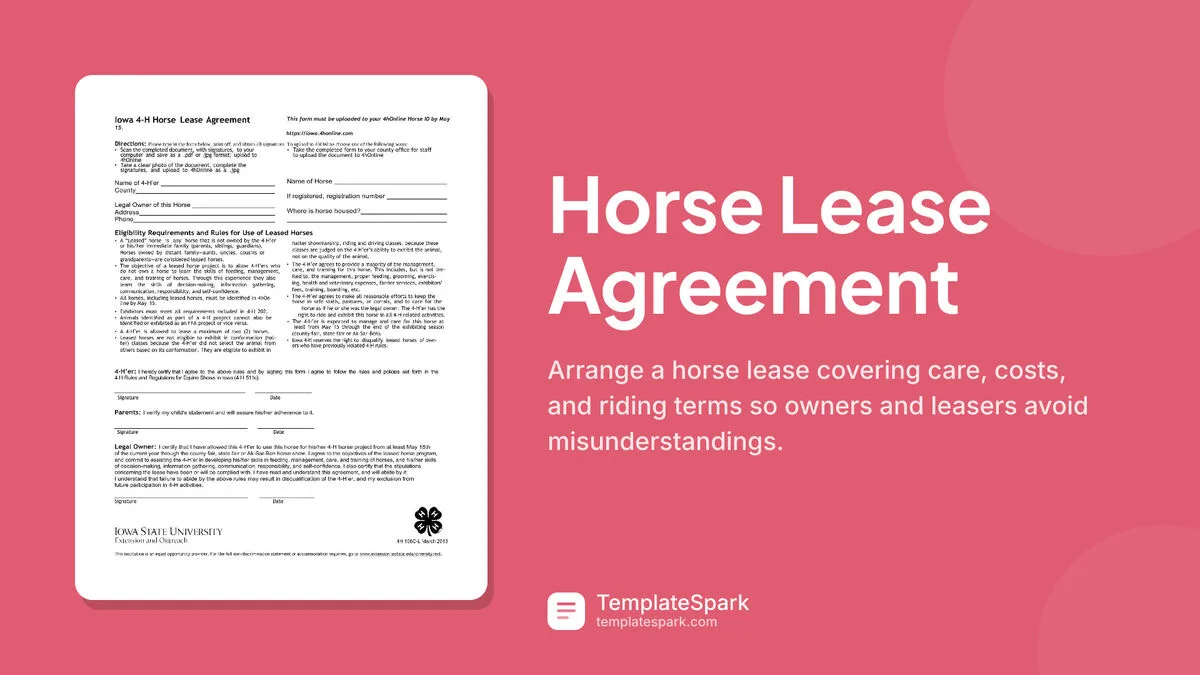 Horse Lease Agreement Horse Lease Agreement
