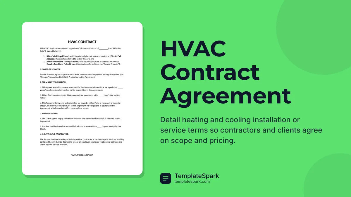 HVAC Contract Agreement HVAC Contract Agreement