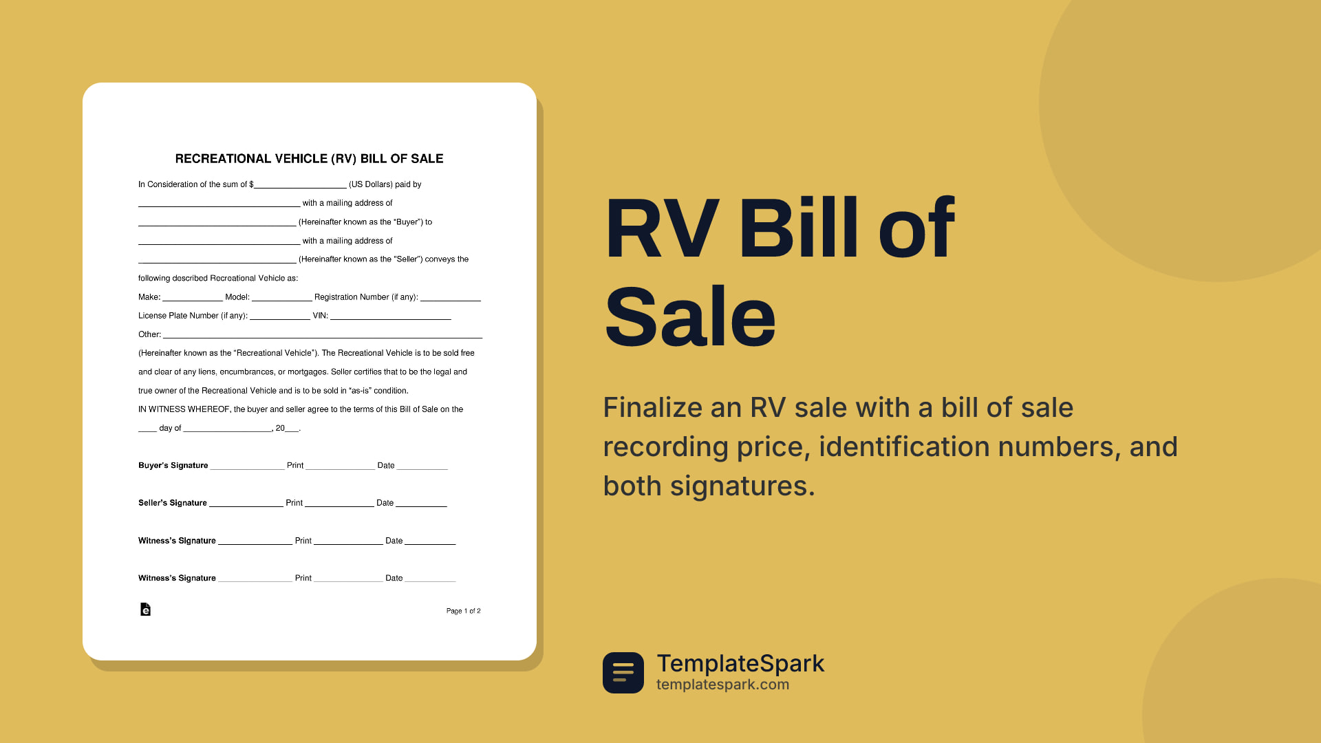 RV Bill of Sale