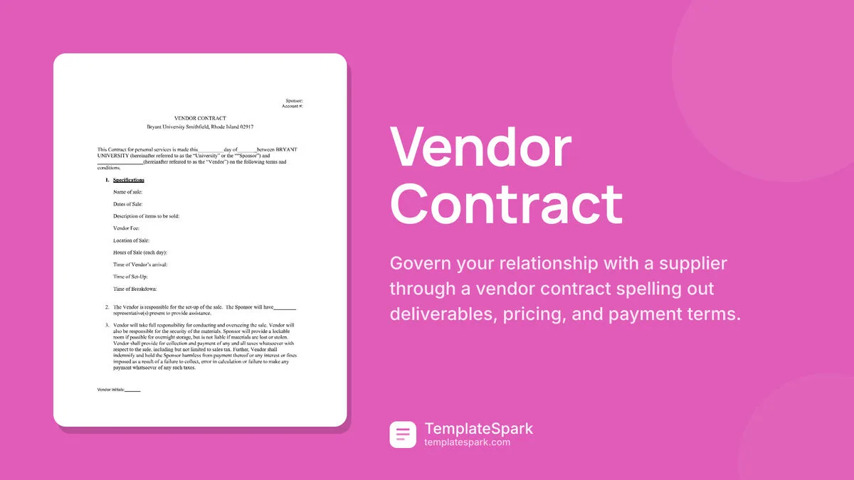 Vendor Contract Vendor Contract
