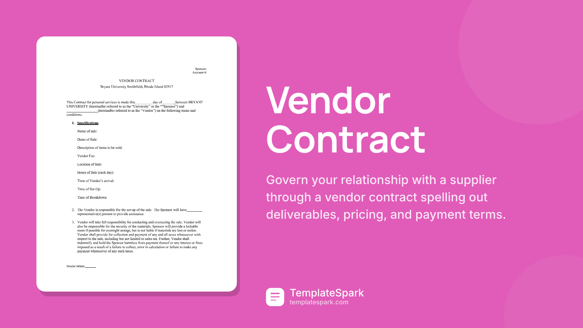 Vendor Contract