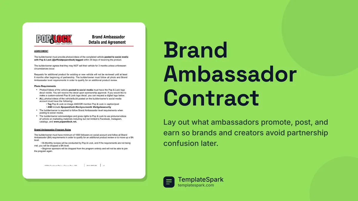 Brand Ambassador Contract Brand Ambassador Contract