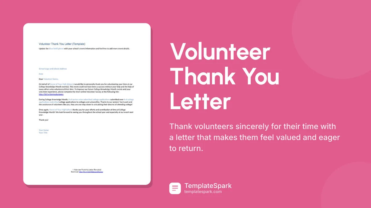 Volunteer Thank You Letter