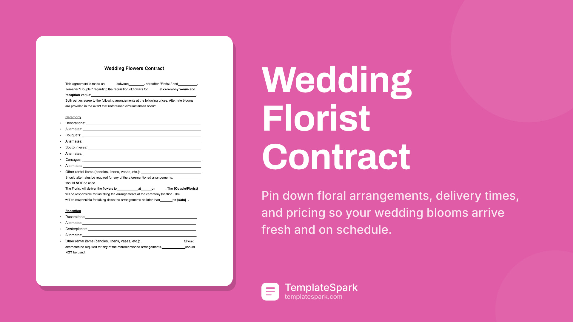 Wedding Florist Contract