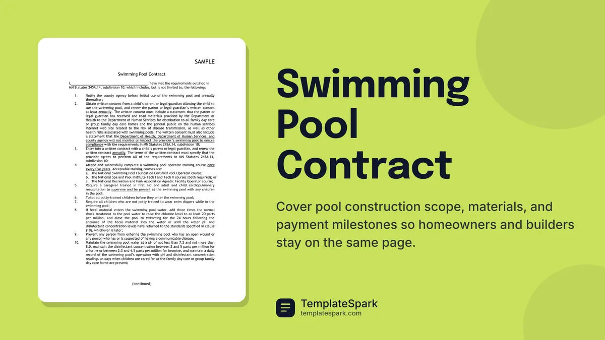Swimming Pool Contract Swimming Pool Contract