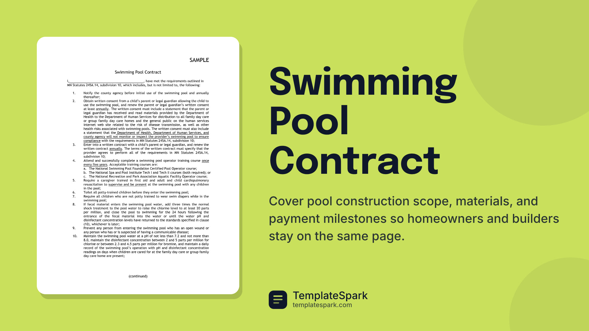 Swimming Pool Contract