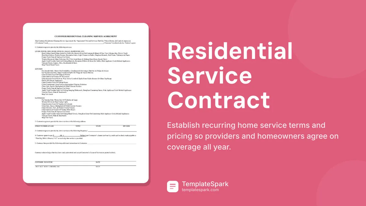 Residential Service Contract Residential Service Contract