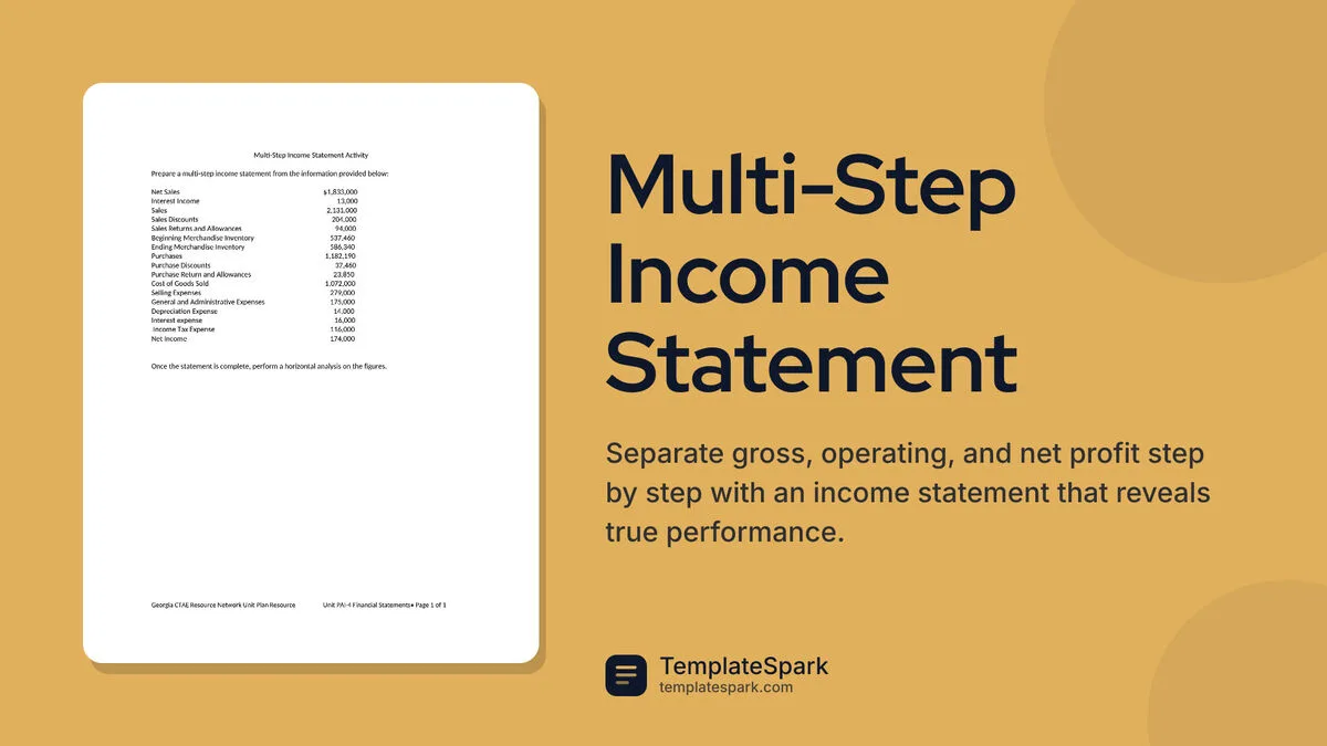 Multi-Step Income Statement Multi-Step Income Statement
