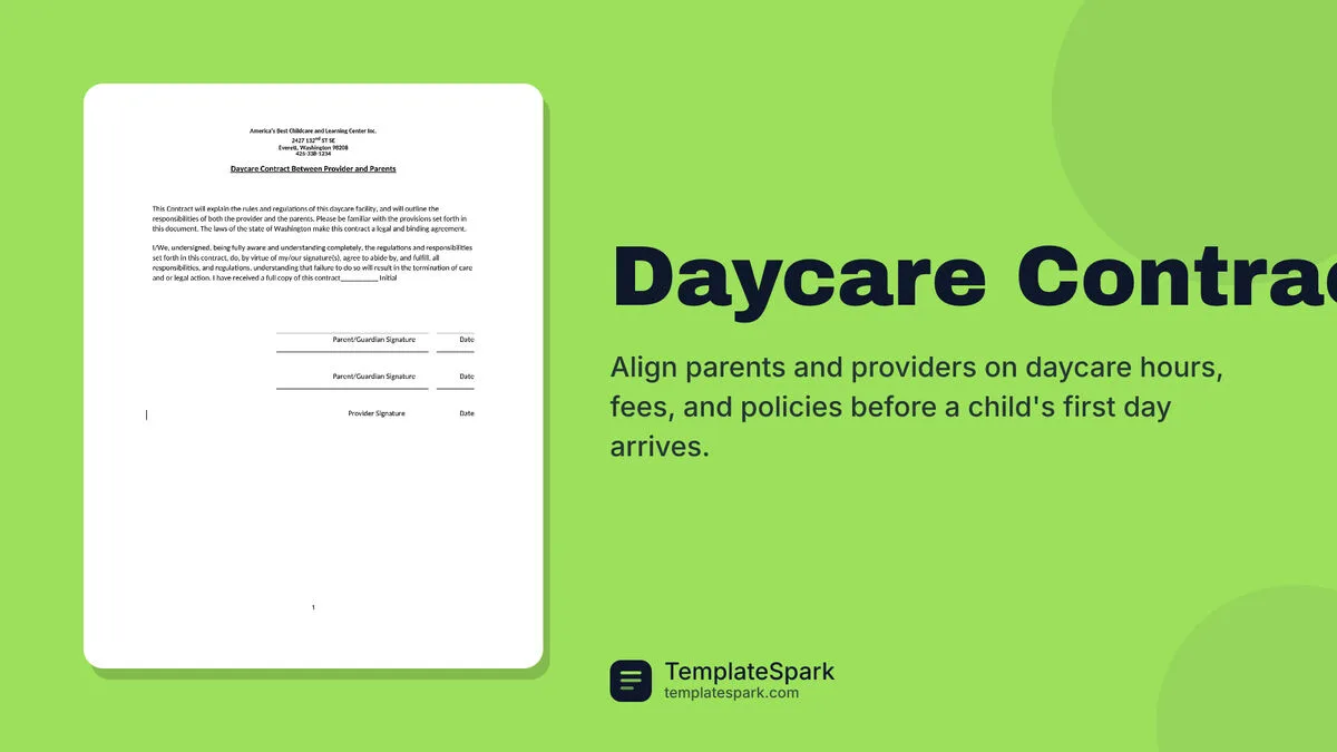 Daycare Contract Daycare Contract