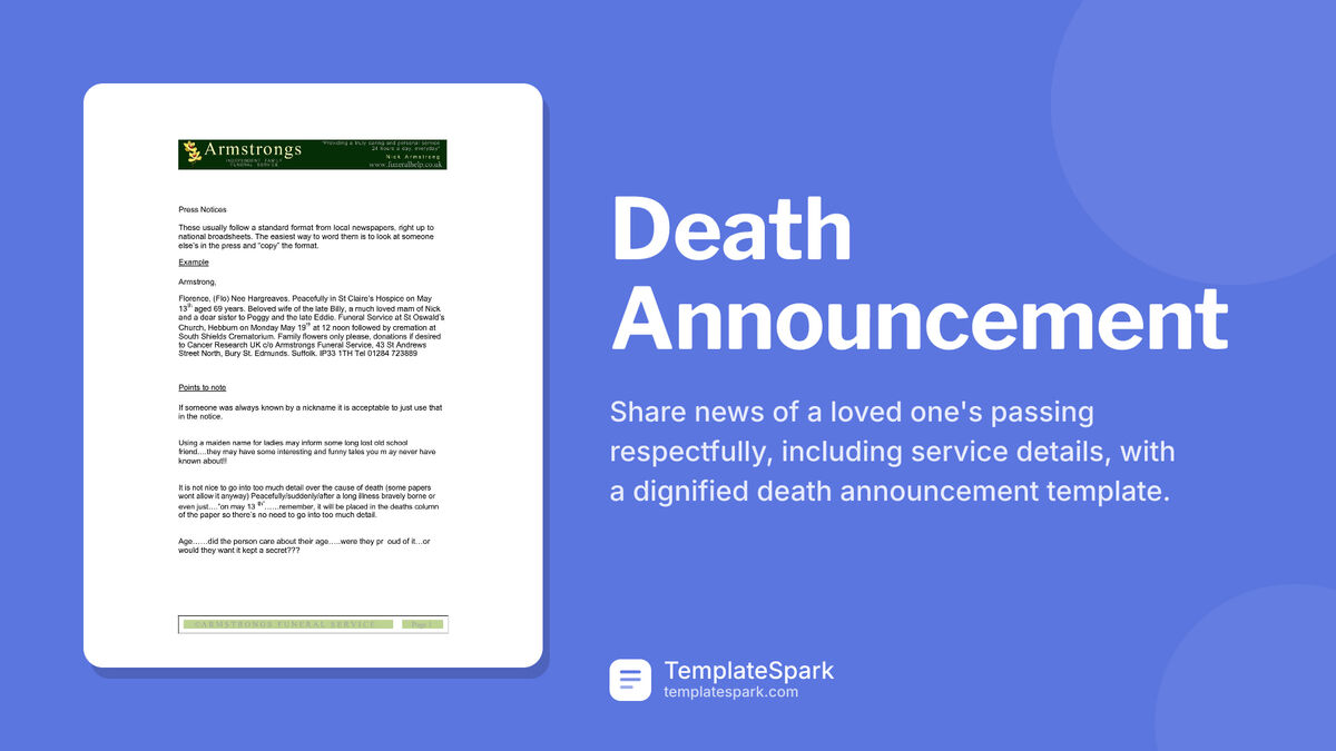 Death Announcement