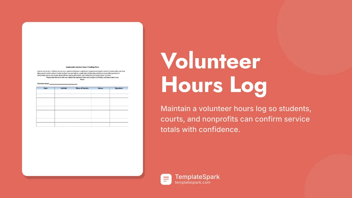 Volunteer Hours Log Volunteer Hours Log