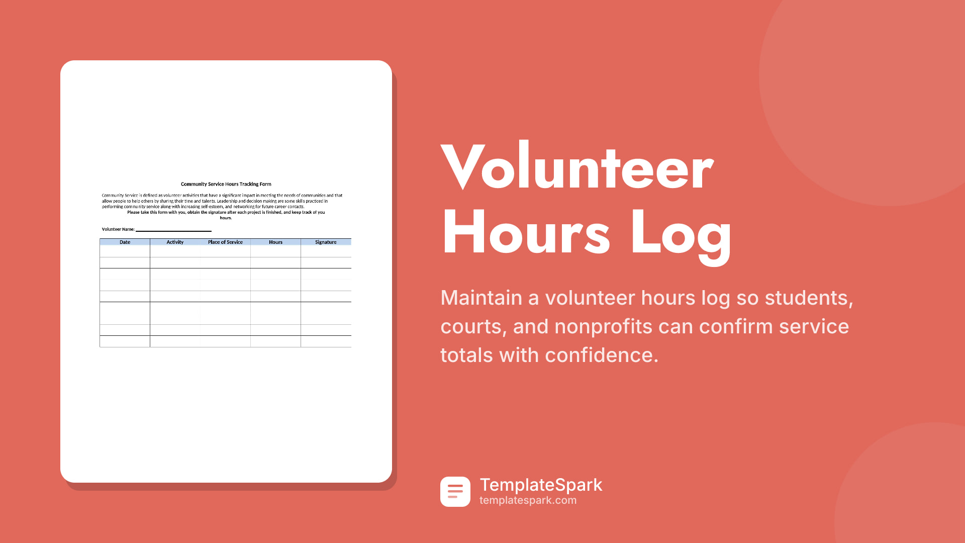 Volunteer Hours Log
