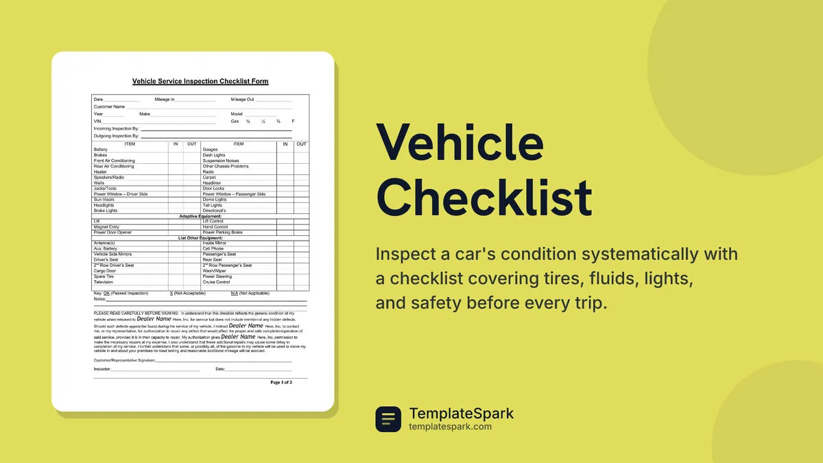 Vehicle Checklist Vehicle Checklist