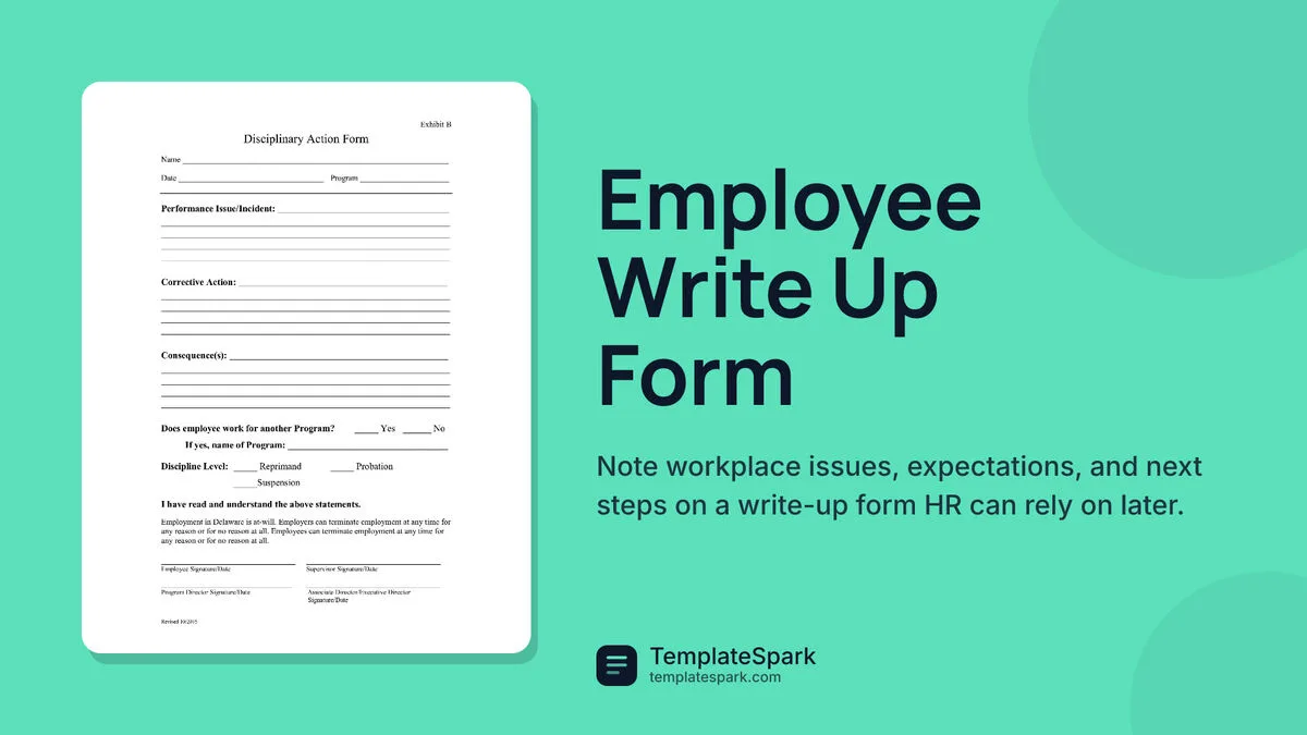 Employee Write Up Form Employee Write Up Form