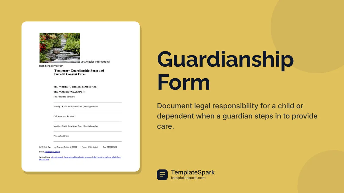 Guardianship Form Guardianship Form