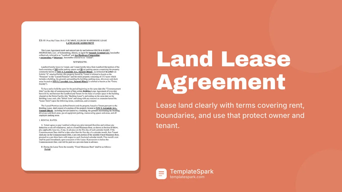 Land Lease Agreement Land Lease Agreement