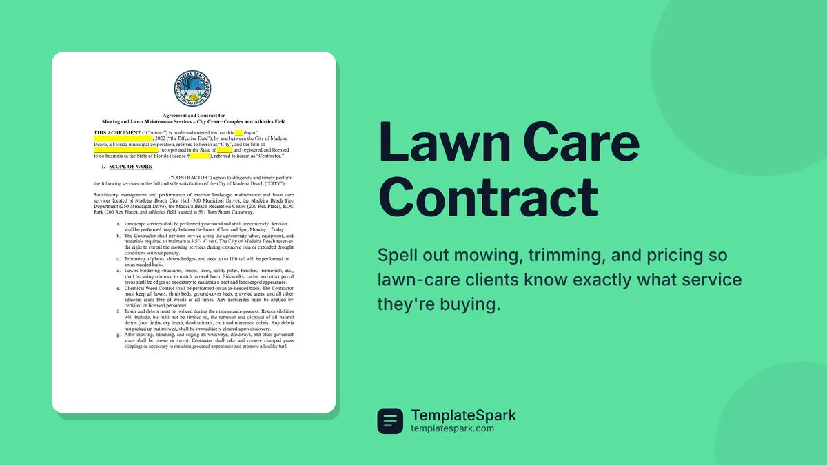 Lawn Care Contract Lawn Care Contract