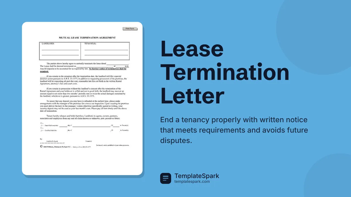 Lease Termination Letter Lease Termination Letter