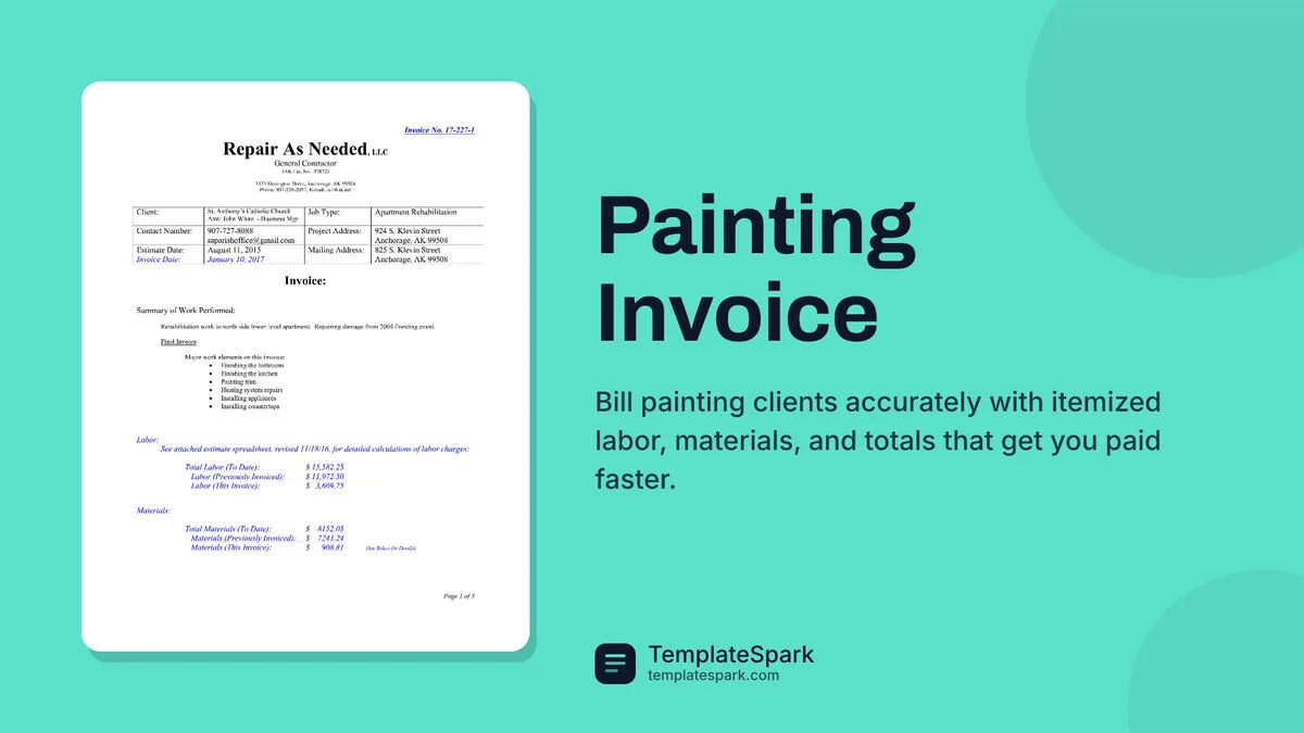 Painting Invoice Painting Invoice
