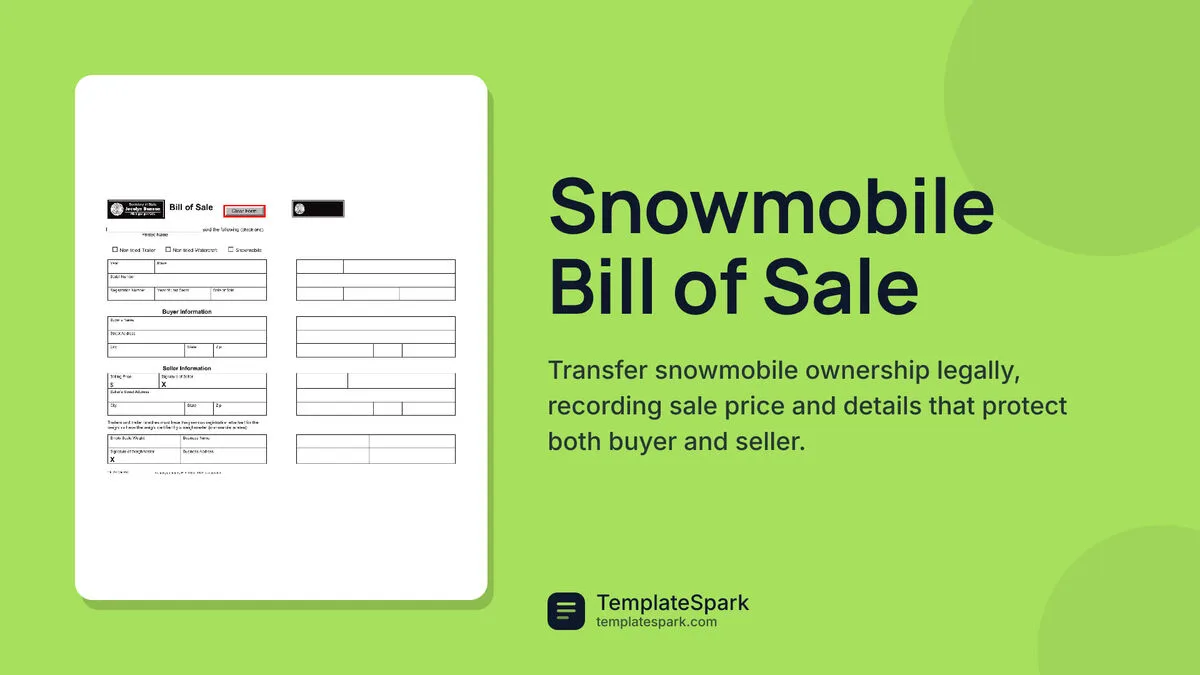Snowmobile Bill of Sale Snowmobile Bill of Sale