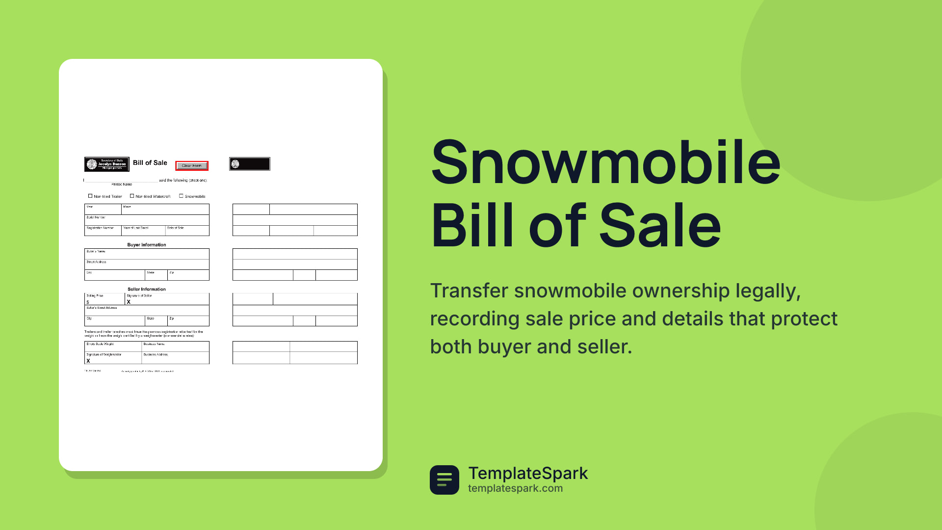 Snowmobile Bill of Sale