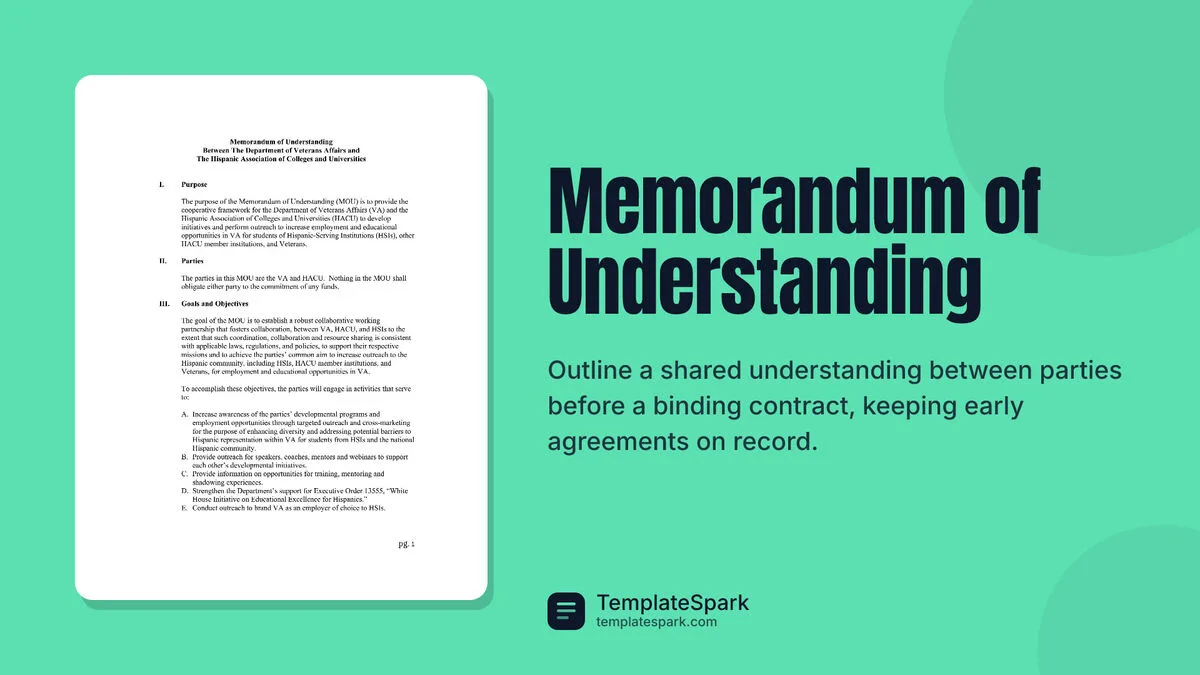 Memorandum of Understanding Memorandum of Understanding
