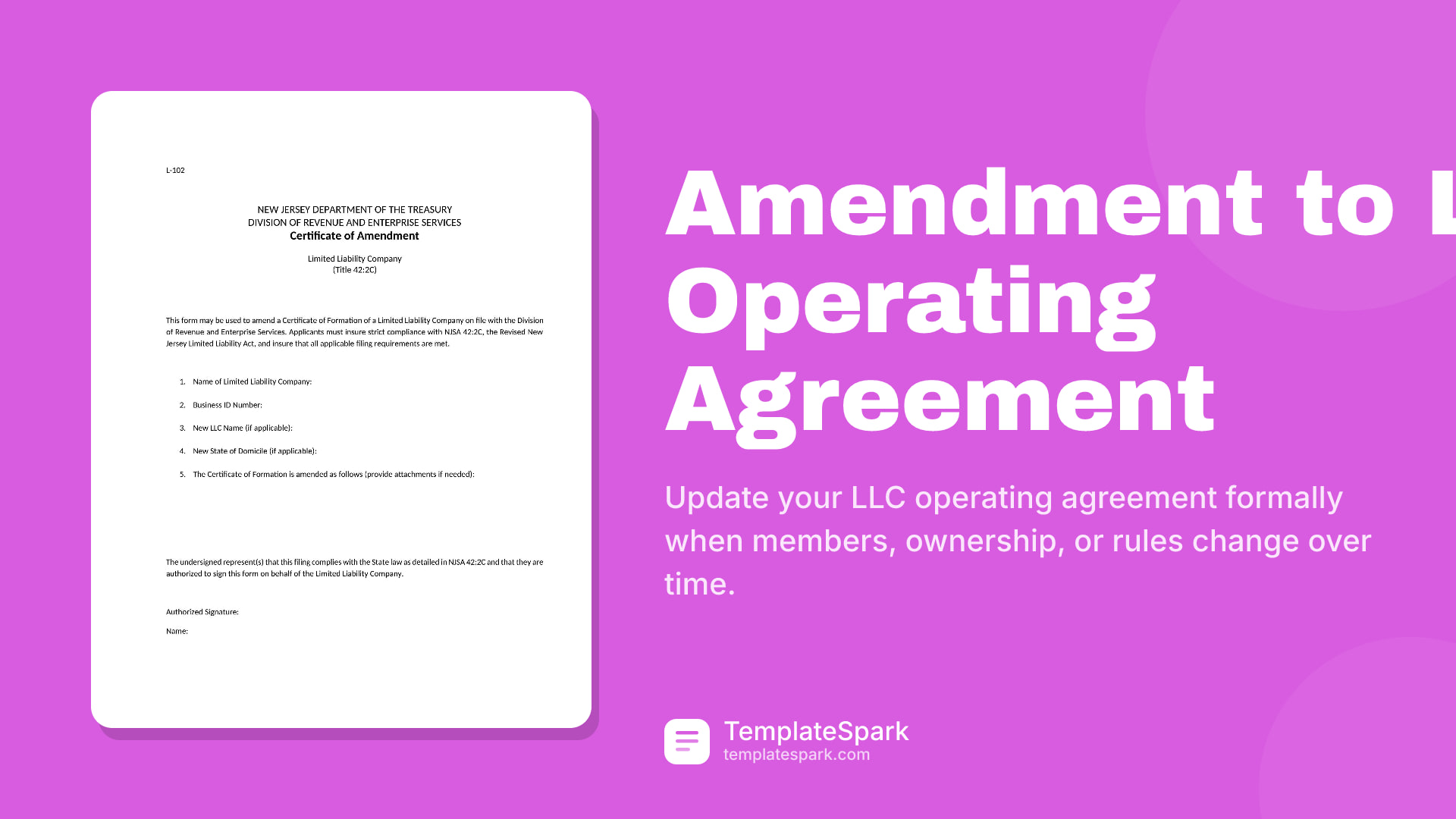 Amendment to LLC Operating Agreement