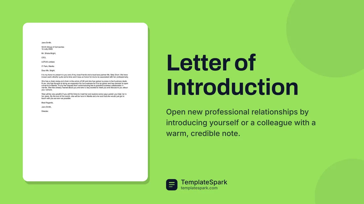 Letter of Introduction Letter of Introduction