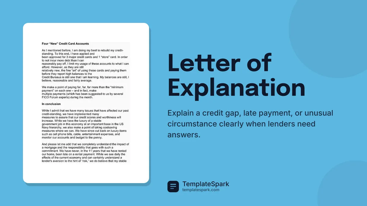Letter of Explanation Letter of Explanation