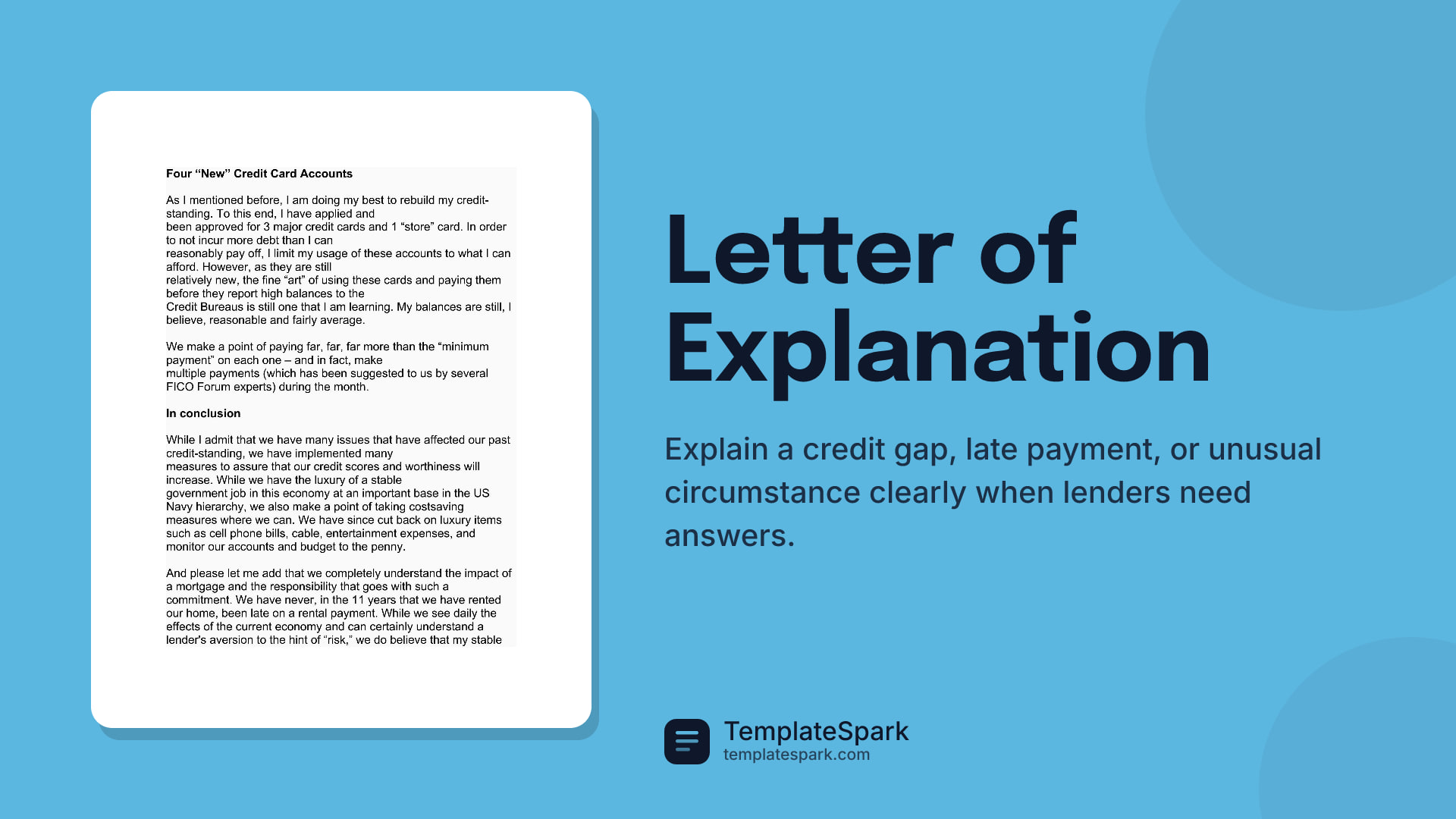Letter of Explanation