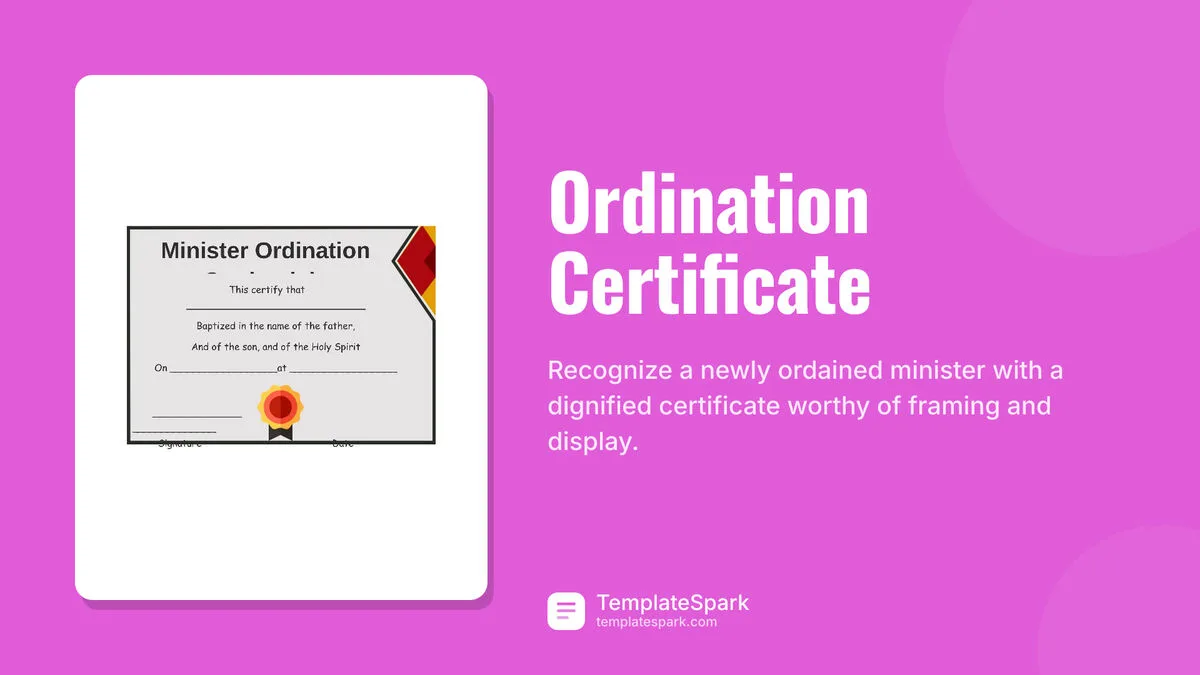Ordination Certificate Ordination Certificate