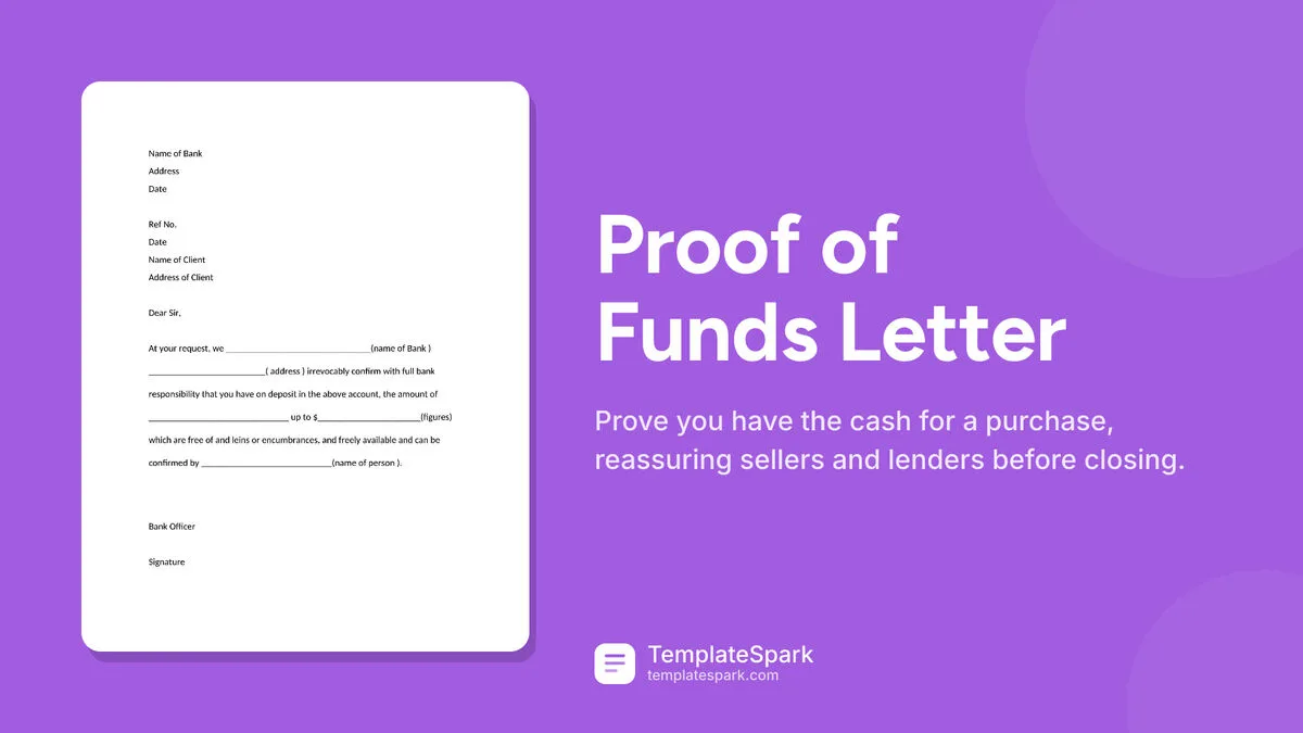 Proof of Funds Letter Proof of Funds Letter