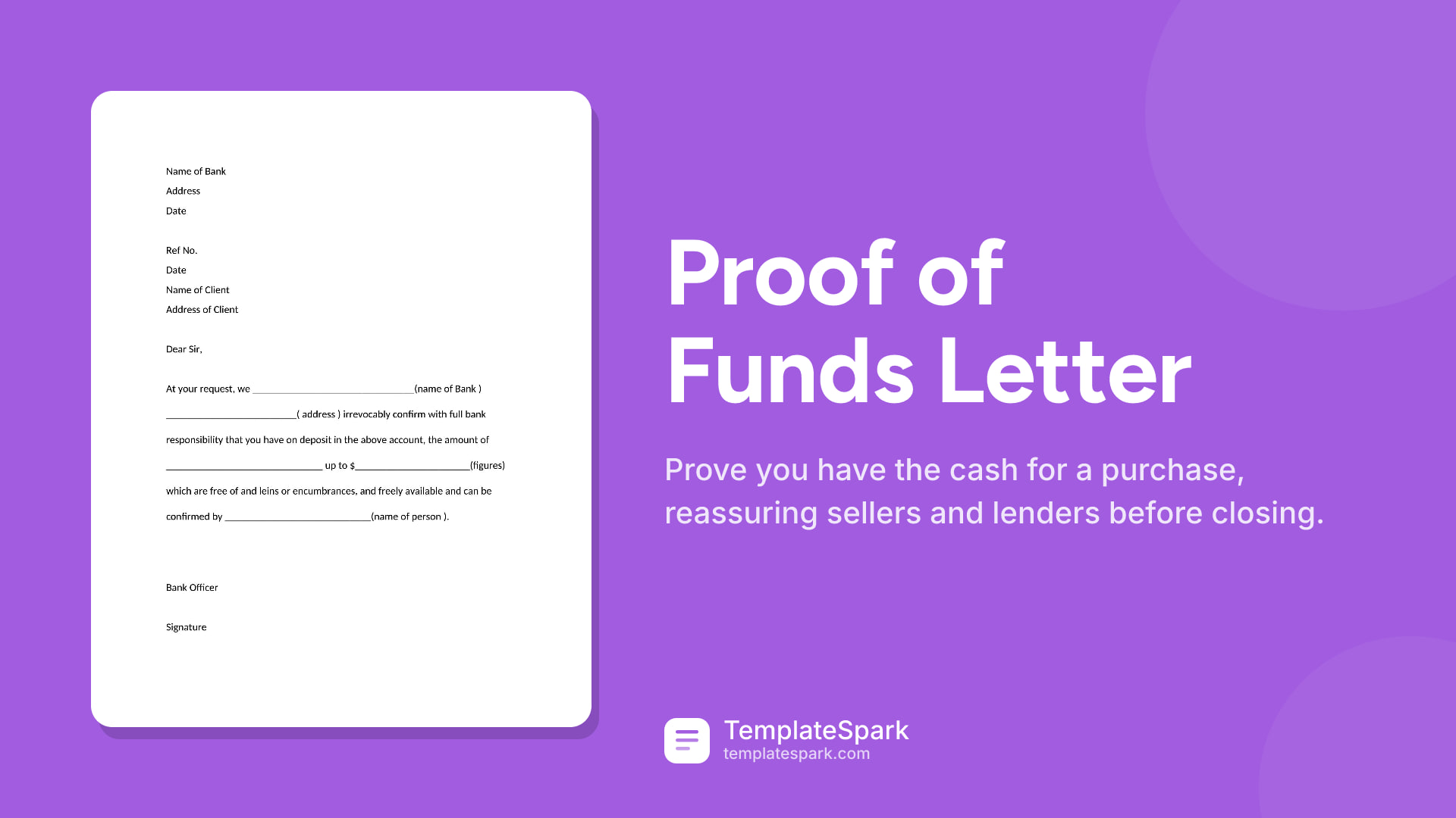 Proof of Funds Letter