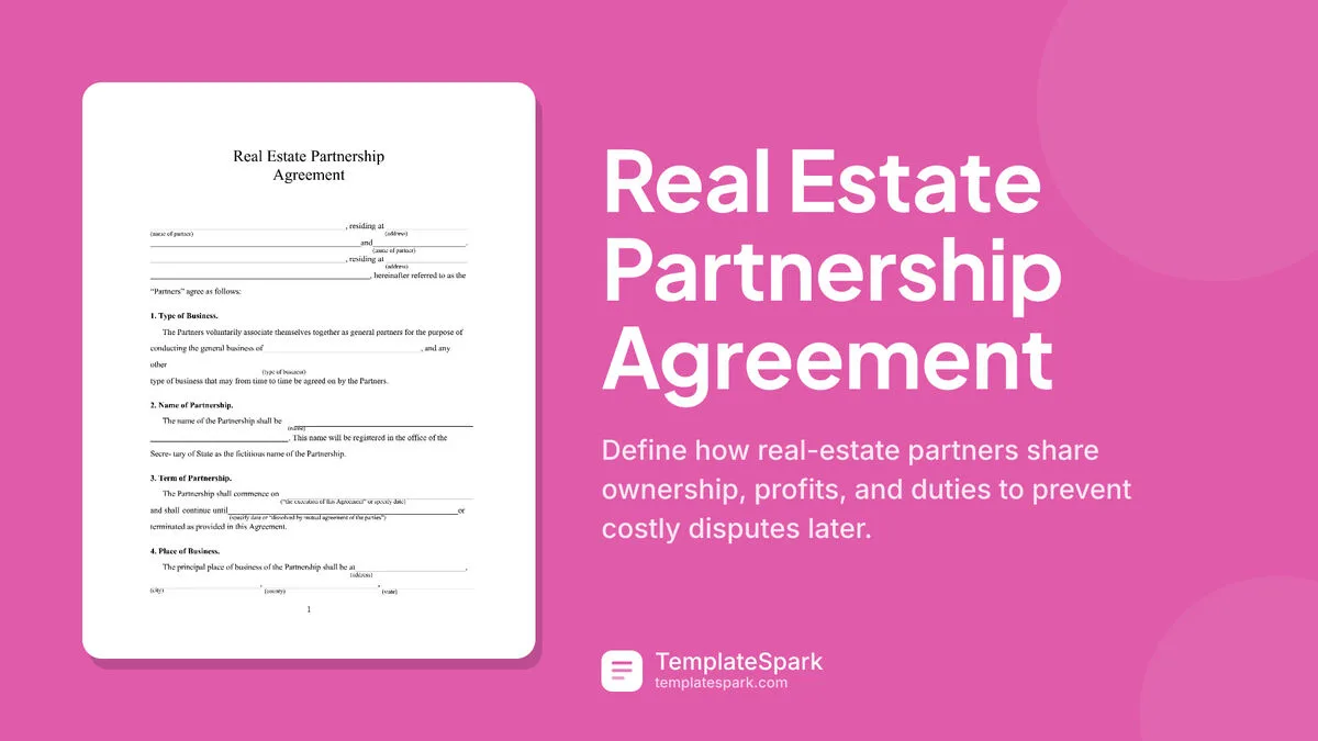 Real Estate Partnership Agreement Real Estate Partnership Agreement