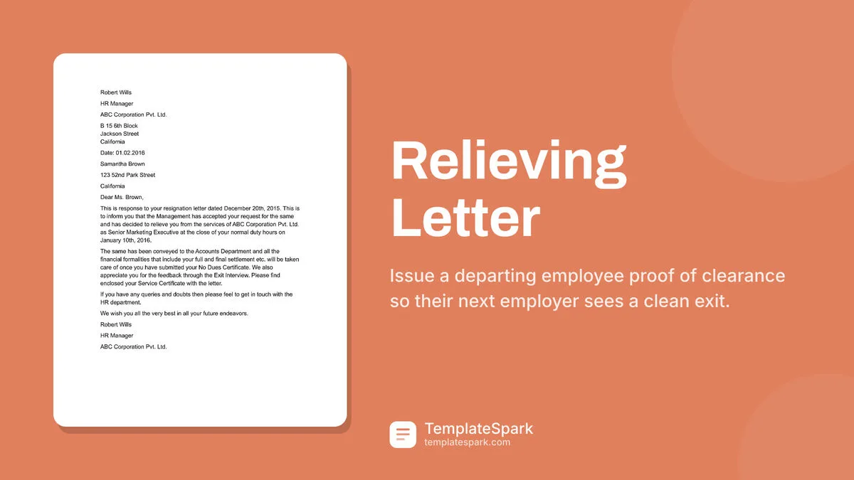 Relieving Letter Relieving Letter