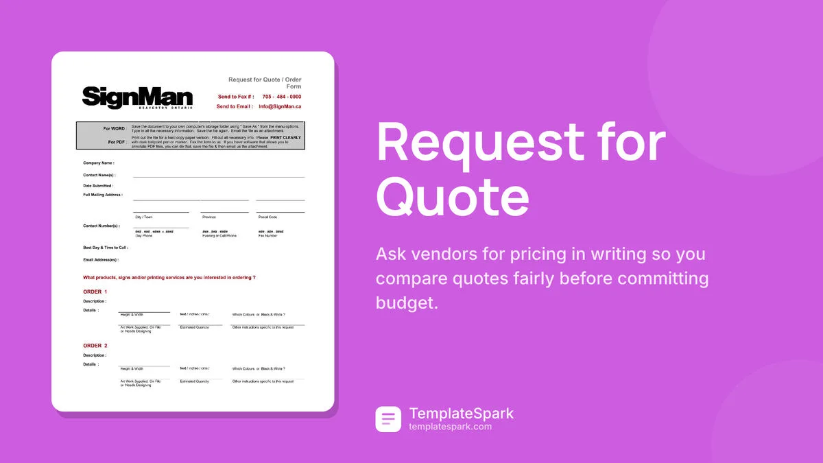Request for Quote Request for Quote