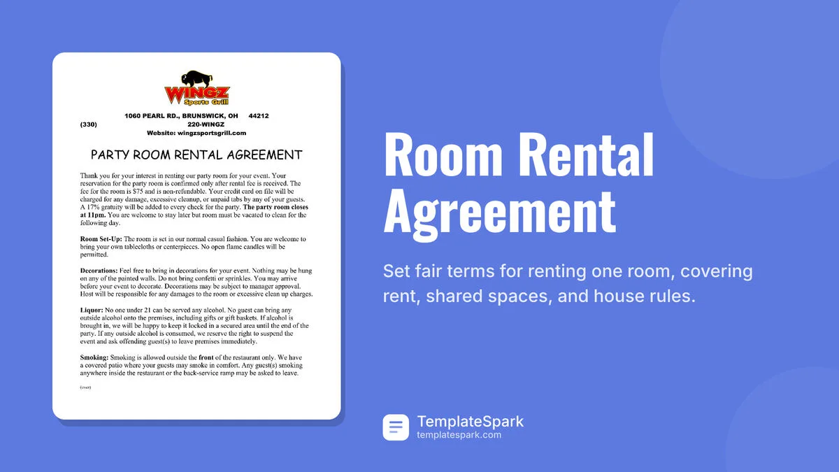 Room Rental Agreement Room Rental Agreement
