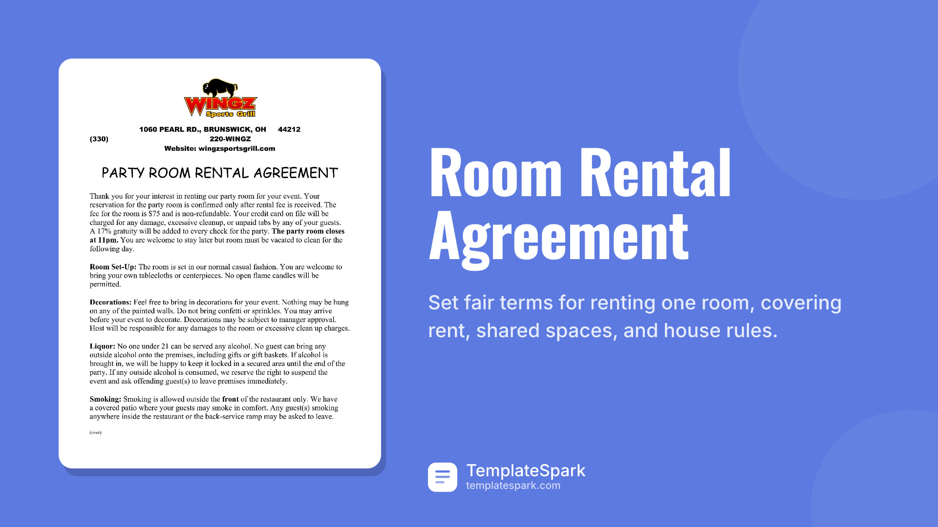 Room Rental Agreement preview