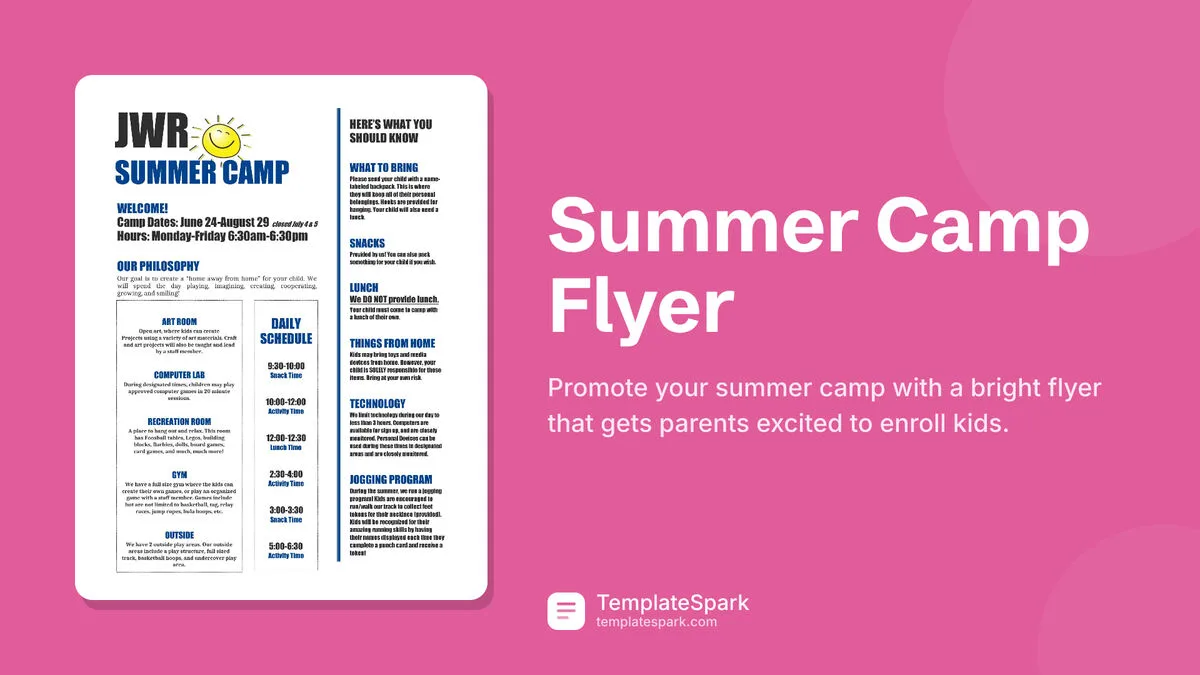 Summer Camp Flyer Summer Camp Flyer