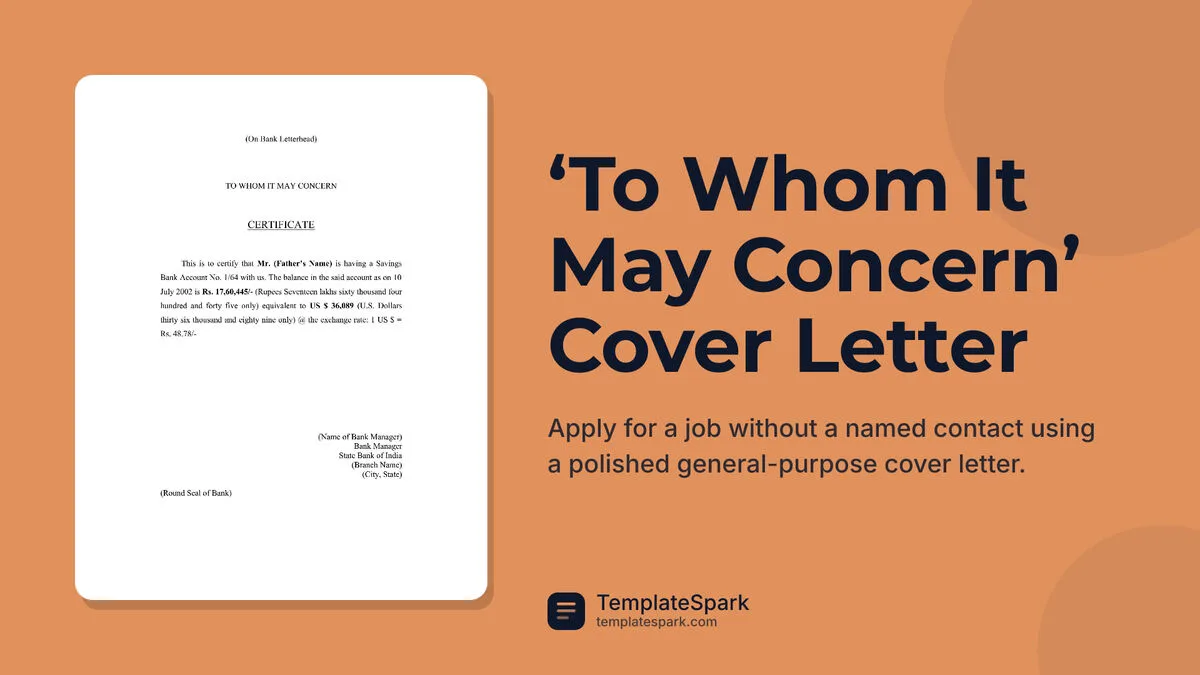 ‘To Whom It May Concern’ Cover Letter ‘To Whom It May Concern’ Cover Letter