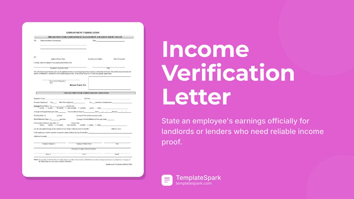 Income Verification Letter Income Verification Letter