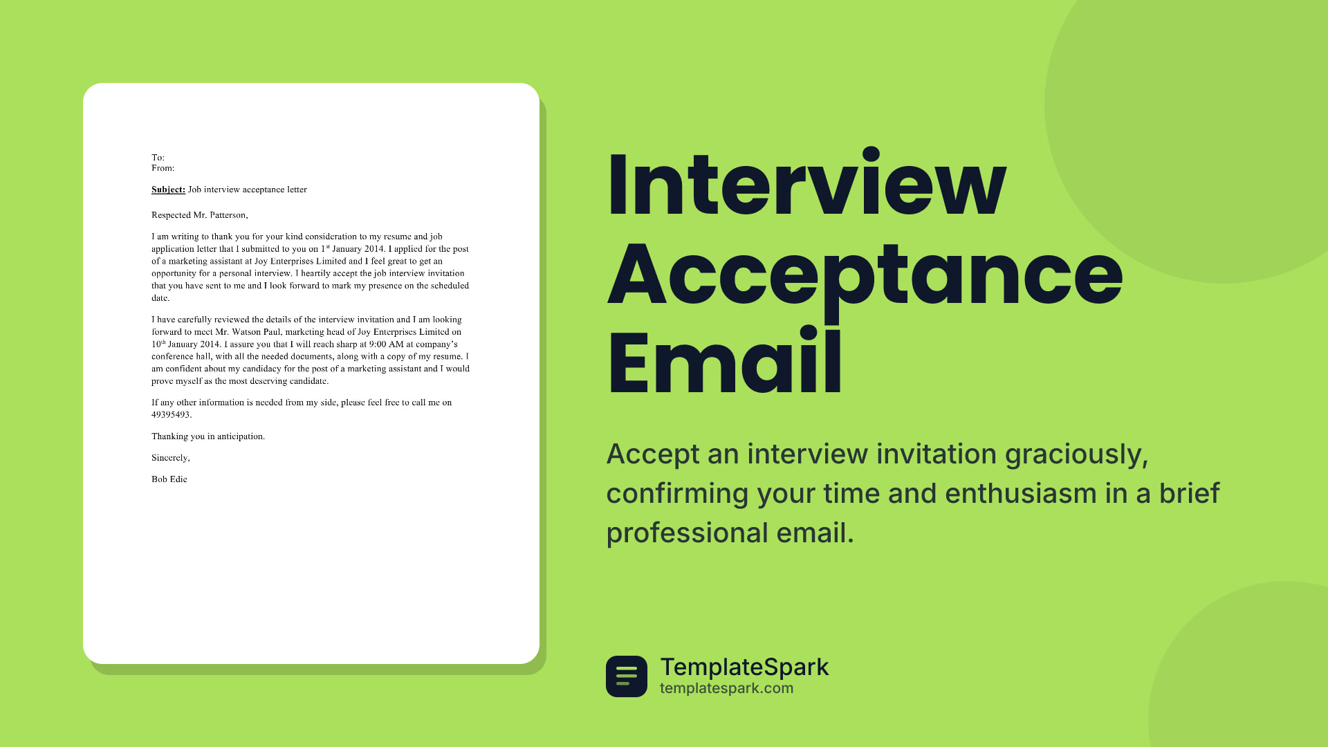 Interview Acceptance Email