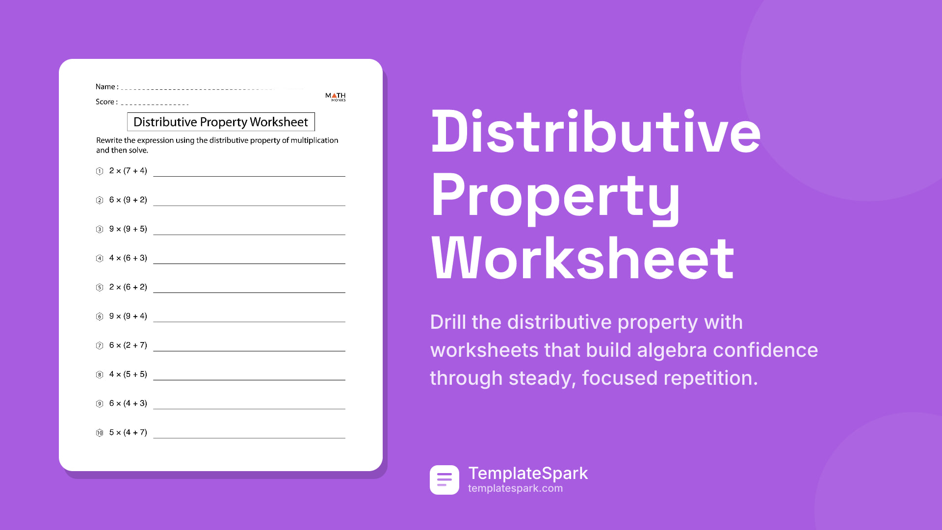 Distributive Property Worksheet