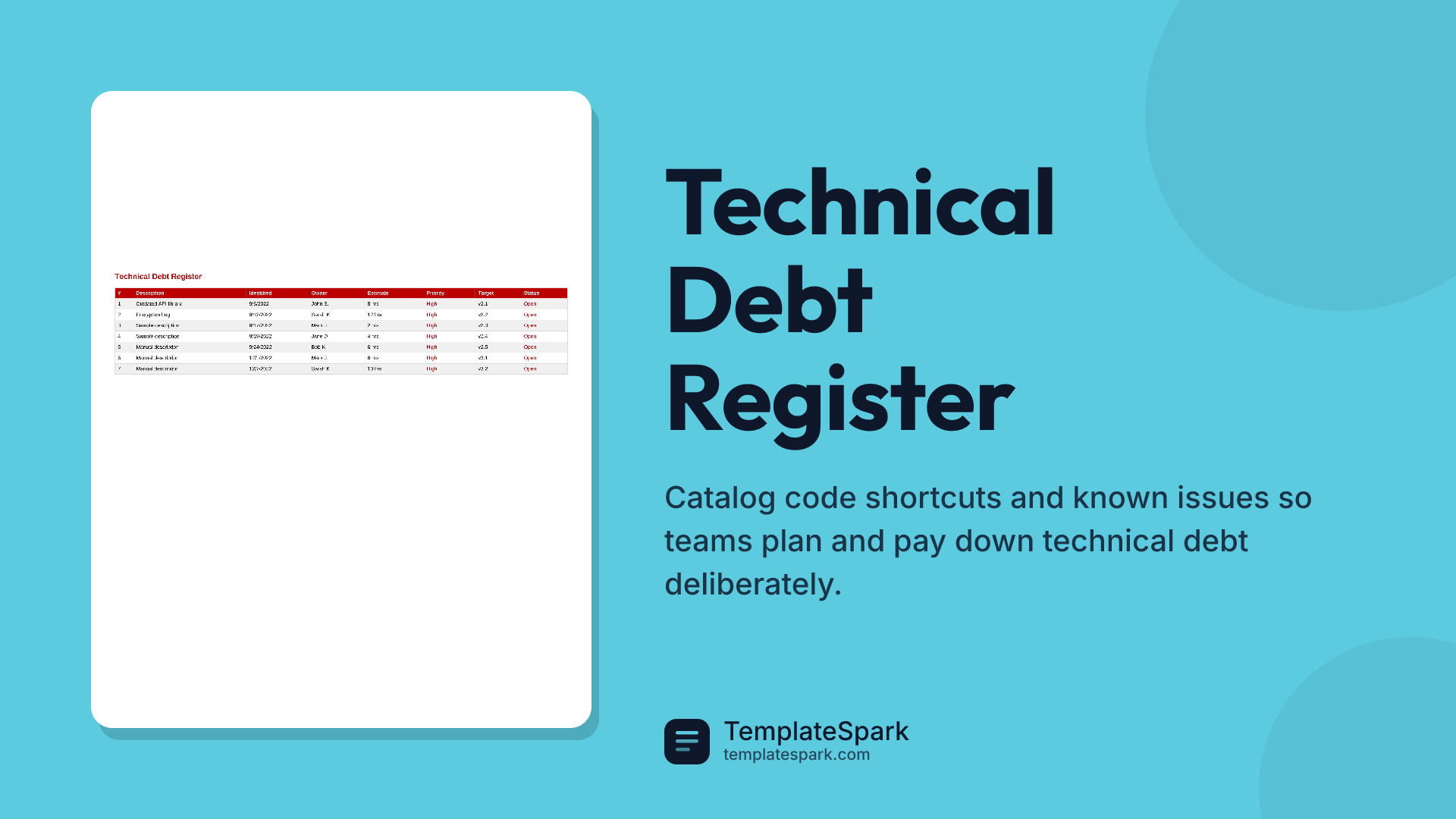 Technical Debt Register