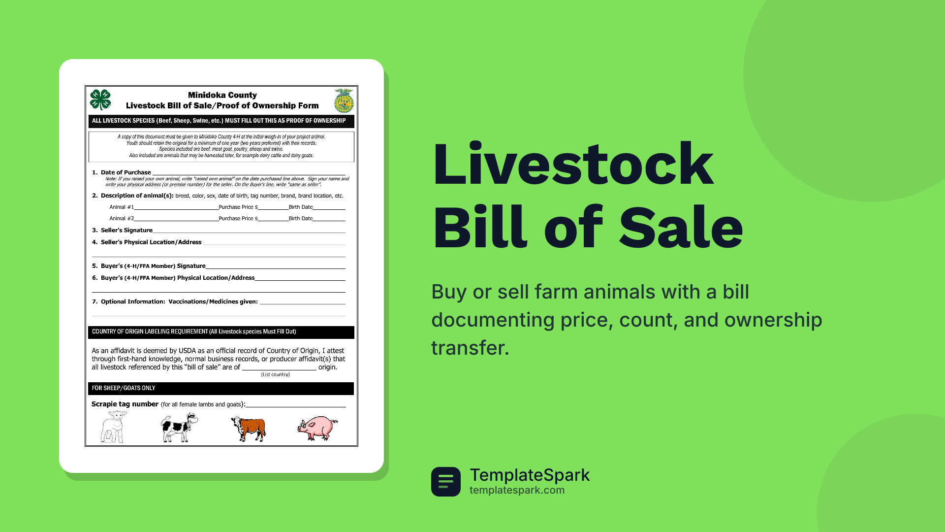 Livestock Bill of Sale