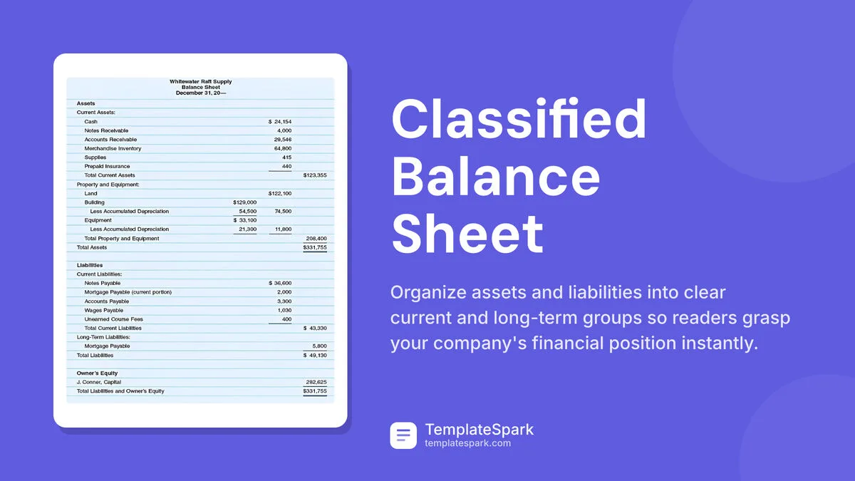 Classified Balance Sheet Classified Balance Sheet