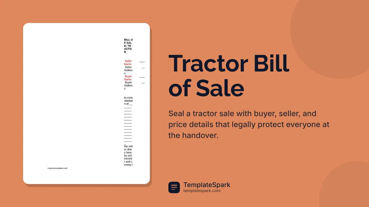 Tractor Bill of Sale Tractor Bill of Sale