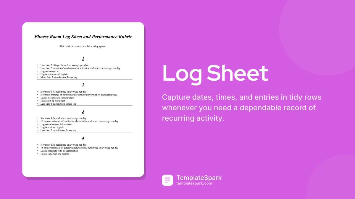 Log Sheet Log Sheet
